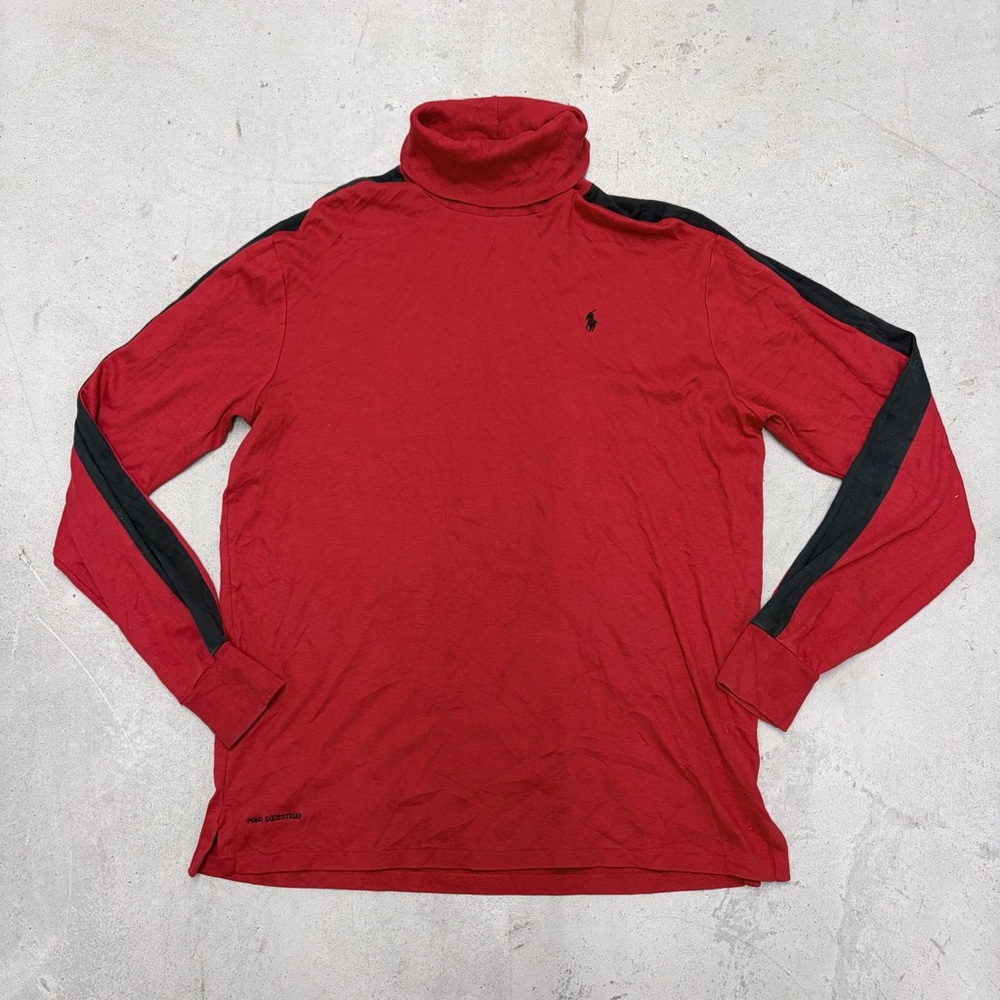 Vintage Polo Ralph Lauren Red Long Sleeve Turtle Neck Mens Large Made USA Cotton